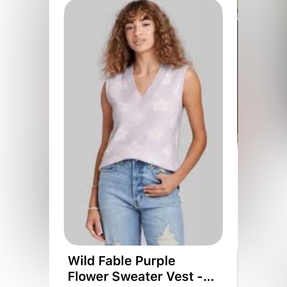 Wild Fable Lavender Floral V-Neck Sweater Vest